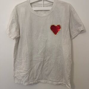 Abercrombie & Fitch White Tee with Red Heart Patch
